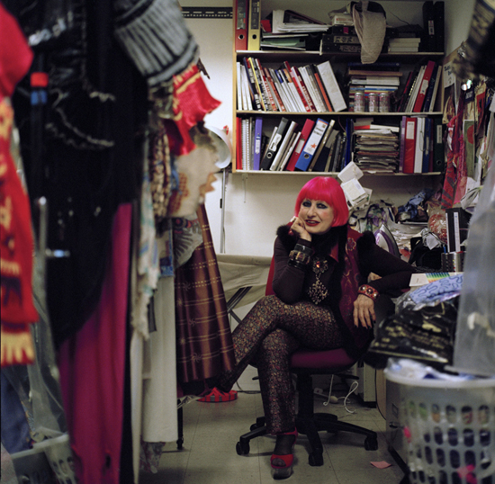Zandra Rhodes in her studio, photograph by Hannah Kells